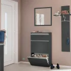 Meuble à Chaussures Blanc ou Anthracite 3 Portes Design Bois Durable - Emanuelito Viadurini