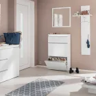 Meuble à Chaussures Blanc ou Anthracite 3 Portes Design Bois Durable - Emanuelito Viadurini