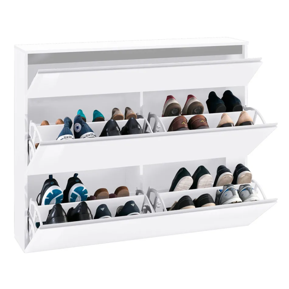 Meuble à Chaussures Blanc ou Anthracite 3 Portes Design Bois Durable - Emanuelito Viadurini