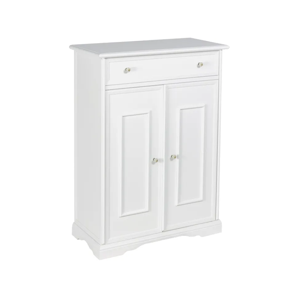 Meuble à chaussures avec 1 tiroir et 2 portes en bois Made in Italy - Lasa Viadurini