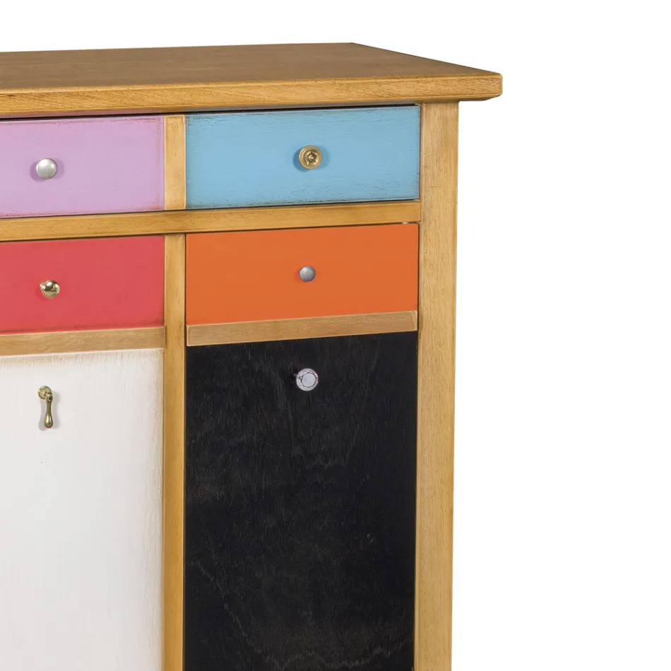 Étagère à chaussures avec tiroirs de toutes les couleurs et différentes poignées Made in Italy - Mitra Viadurini