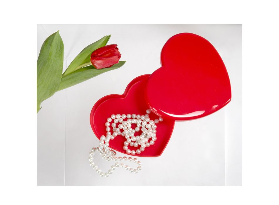 Boîte de rangement en plexiglas en forme de cœur fabriquée en Italie - Heartbox