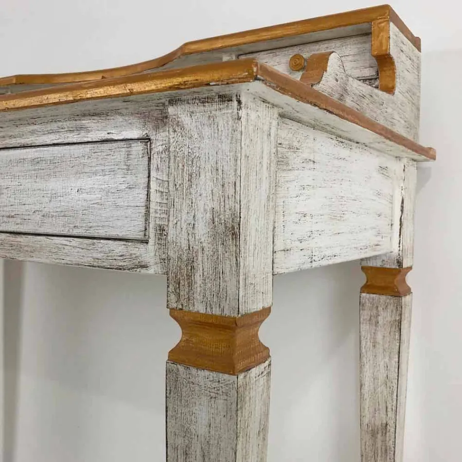 Bureau d'écriture fait main en bois massif avec 4 tiroirs Made in Italy - Amela Viadurini