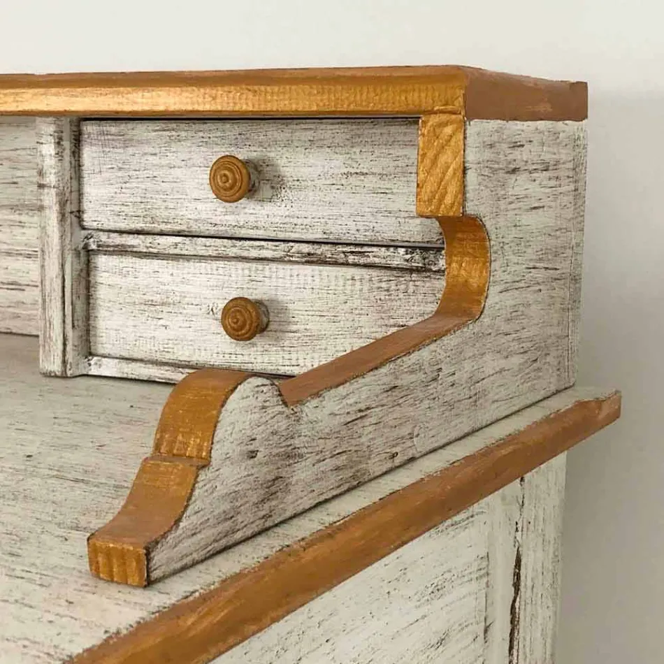 Bureau d'écriture fait main en bois massif avec 4 tiroirs Made in Italy - Amela Viadurini