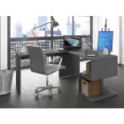Bureau d'Angle Moderne Design Bois Blanc Brillant ou Ardoise - Michel Viadurini
