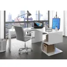 Bureau d'Angle Moderne Design Bois Blanc Brillant ou Ardoise - Michel Viadurini