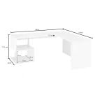Bureau d'Angle Moderne Design Bois Blanc Brillant ou Ardoise - Michel Viadurini
