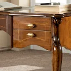 Bureau Classique 5 Tiroirs en Bois et Ecocuir Made in Italy - Commodo Viadurini