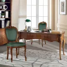 Bureau Classique 5 Tiroirs en Bois et Ecocuir Made in Italy - Commodo Viadurini