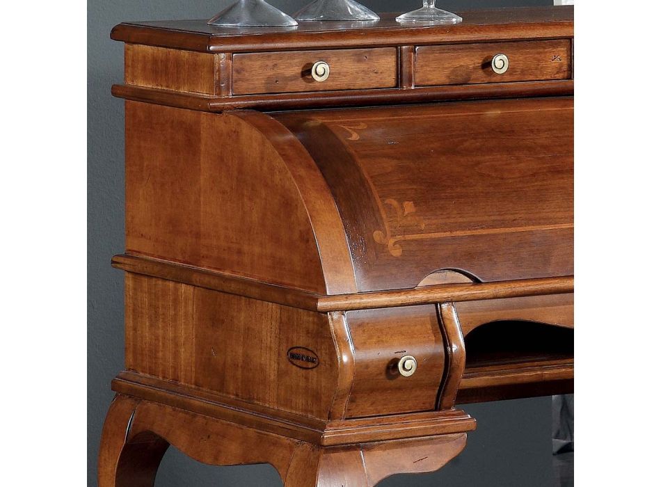 Bureau classique 5 tiroirs en bois et incrustations Made in Italy - Hastings