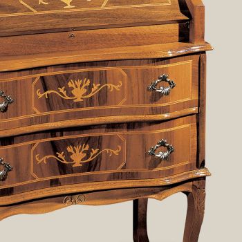 Bureau en bois classique avec rabat et tiroirs Made in Italy - Élégant