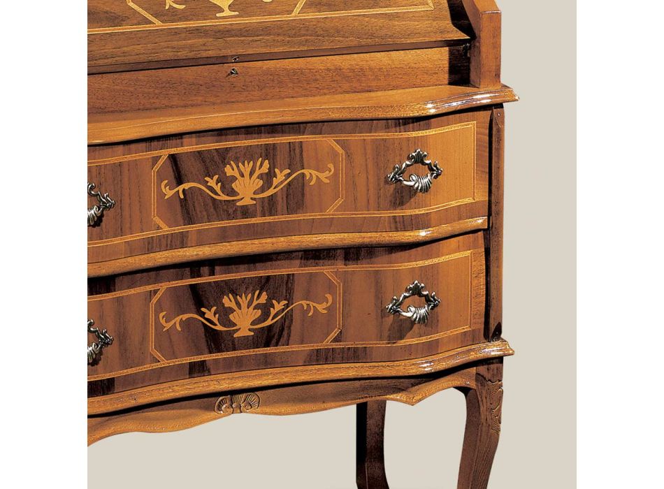 Bureau en bois classique avec rabat et tiroirs Made in Italy - Élégant Viadurini