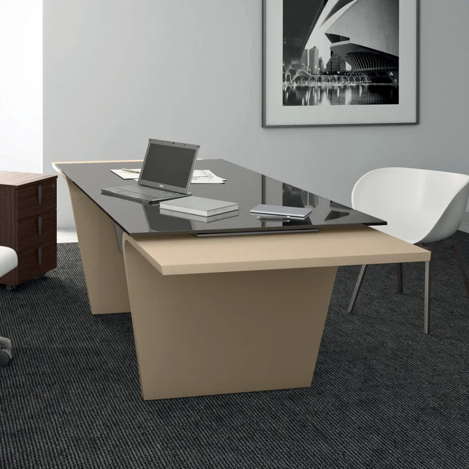 Bureau avec plateau en verre Andrea Stramigioli - Frafalla Viadurini