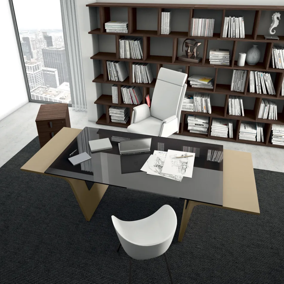 Bureau avec plateau en verre Andrea Stramigioli - Frafalla Viadurini