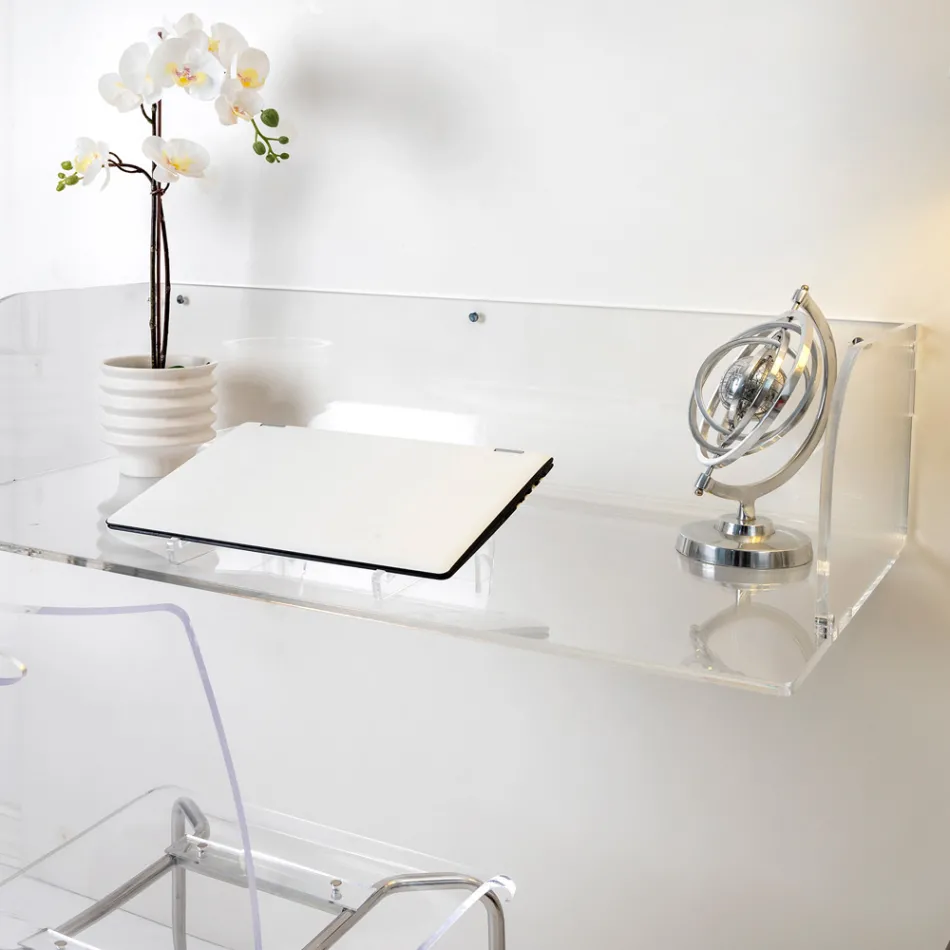 Bureau mural Otilia en plexiglas au design minimaliste, fabriqué en Italie Viadurini