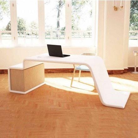 Bureau avec commode en bois fabriqué en Italie, Terralba Viadurini