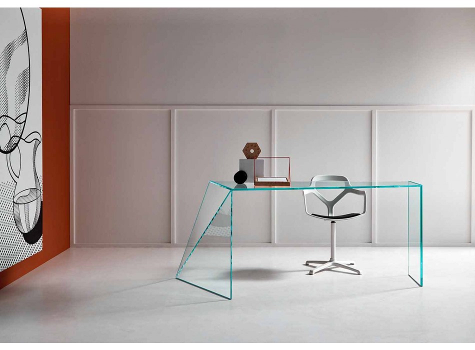 Bureau de bureau design moderne en verre extralight fabriqué en Italie - Rosalia