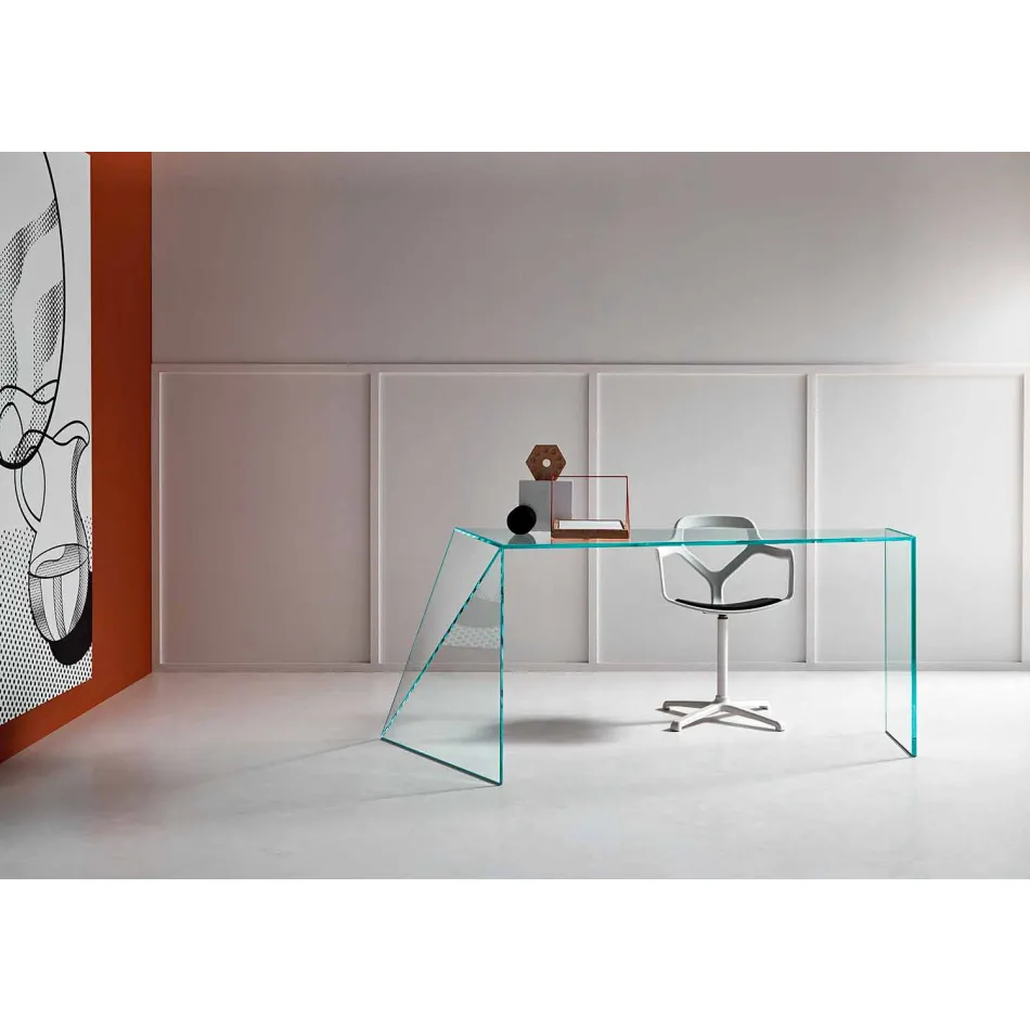 Bureau de bureau design moderne en verre extralight fabriqué en Italie - Rosalia Viadurini