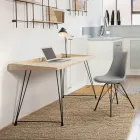 Bureau Design en Acier et Plateau en Bois Style Industriel - Secrétaire Viadurini