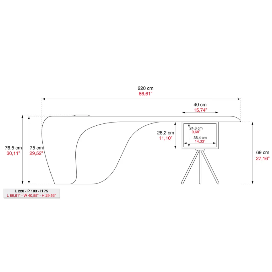 Bureau de direction de Karim Rashid en polyuréthane en différentes finitions - James Viadurini