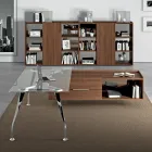 Bureau de direction en verre avec armoire intégrée - Serio Viadurini