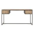 Bureau en acier et bois d'acacia avec 2 tiroirs Homemotion - Benver Viadurini