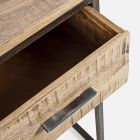 Bureau en acier et bois d'acacia avec 2 tiroirs Homemotion - Benver Viadurini