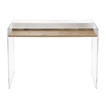Bureau en plexiglas transparent avec étagère en bois design - Carducci