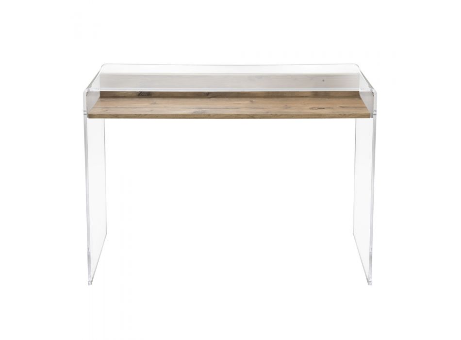 Bureau en plexiglas transparent avec étagère en bois design - Carducci