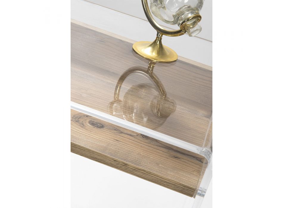 Bureau en plexiglas transparent avec étagère en bois design - Carducci Viadurini
