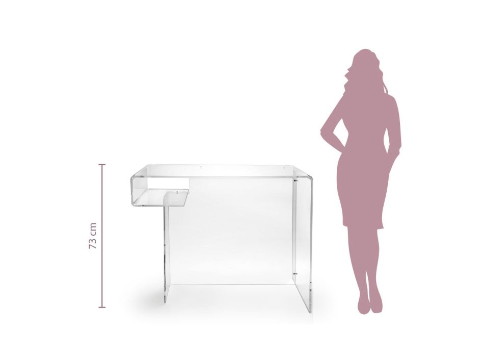 Bureau en plexiglas transparent avec étagère Made in Italy - Studiorum Viadurini