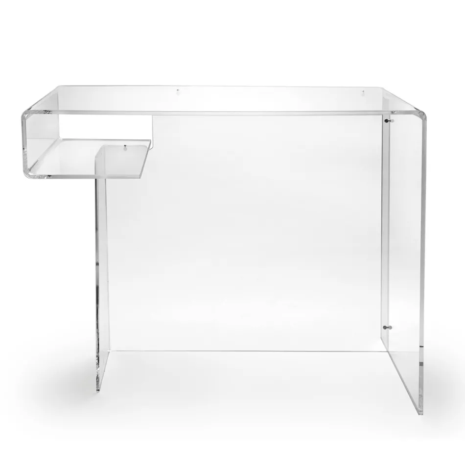 Bureau en plexiglas transparent avec étagère Made in Italy - Studiorum Viadurini