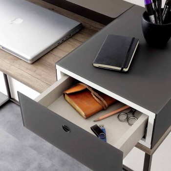 Bureau moderne en métal et mélaminé avec tiroir Made in Italy - Iridio
