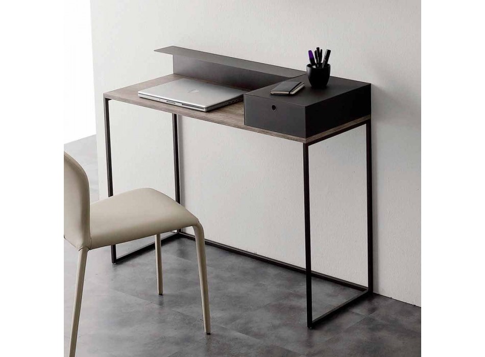 Bureau moderne en métal et mélaminé avec tiroir Made in Italy - Iridio