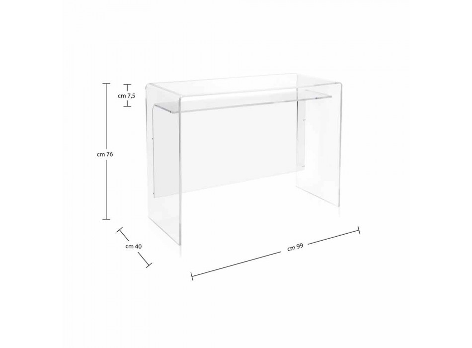 Bureau moderne en plexiglas transparent fabriqué en Italie, Barga Viadurini