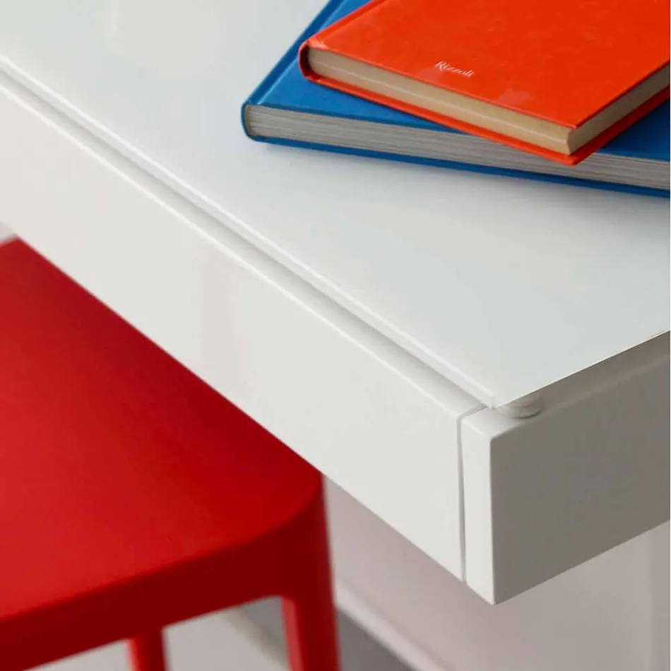 Bureau suspendu en cristal avec structure métallique Made in Italy - Silicon Viadurini