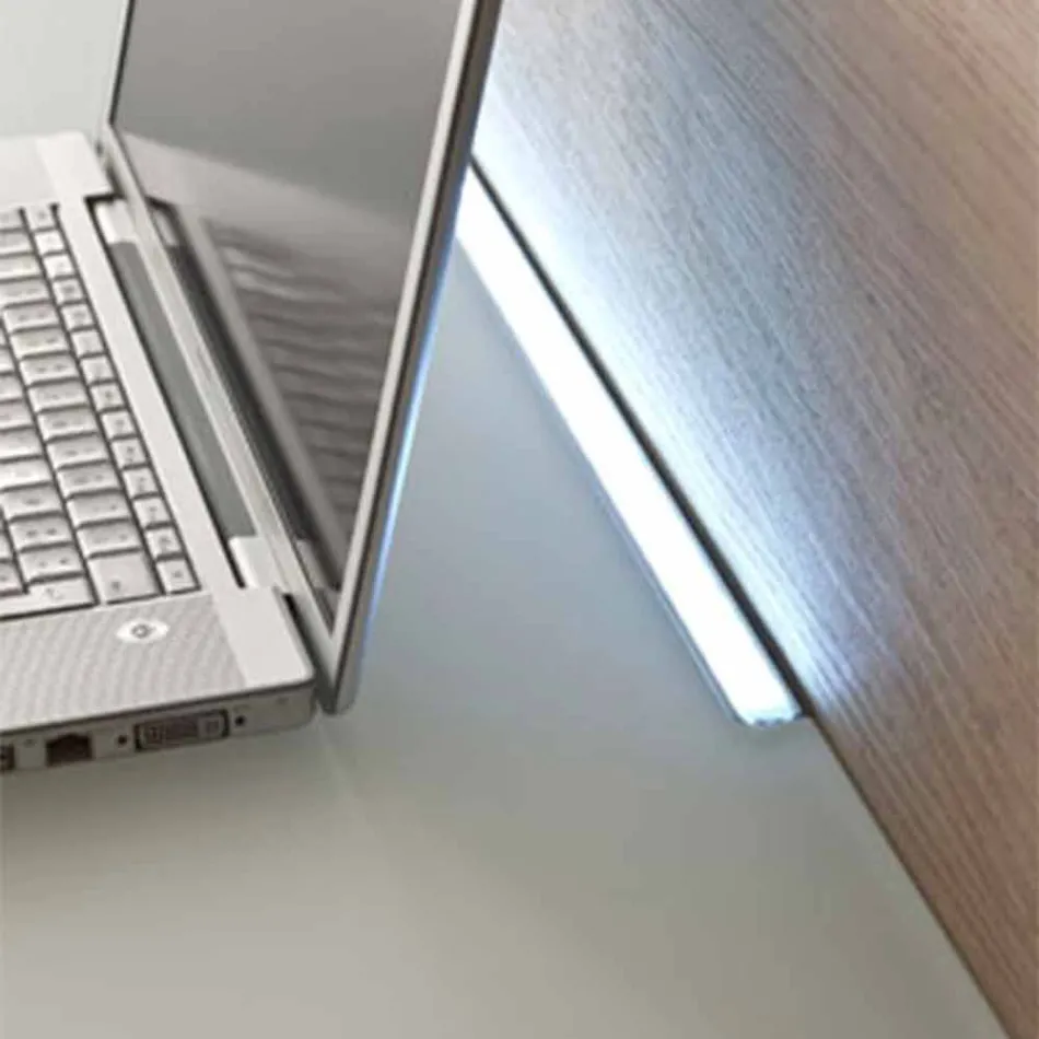 Bureau suspendu en cristal avec structure métallique Made in Italy - Silicon Viadurini