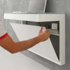 Bureau suspendu en cristal avec structure métallique Made in Italy - Silicon Viadurini