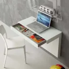 Bureau suspendu en cristal avec structure métallique Made in Italy - Silicon Viadurini