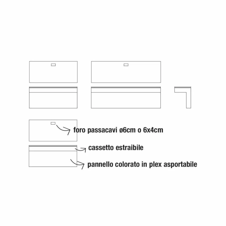 Bureau suspendu en cristal avec structure métallique Made in Italy - Silicon Viadurini