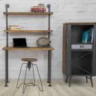 Bureau avec étagères design moderne en fer et bois - Aubry Viadurini