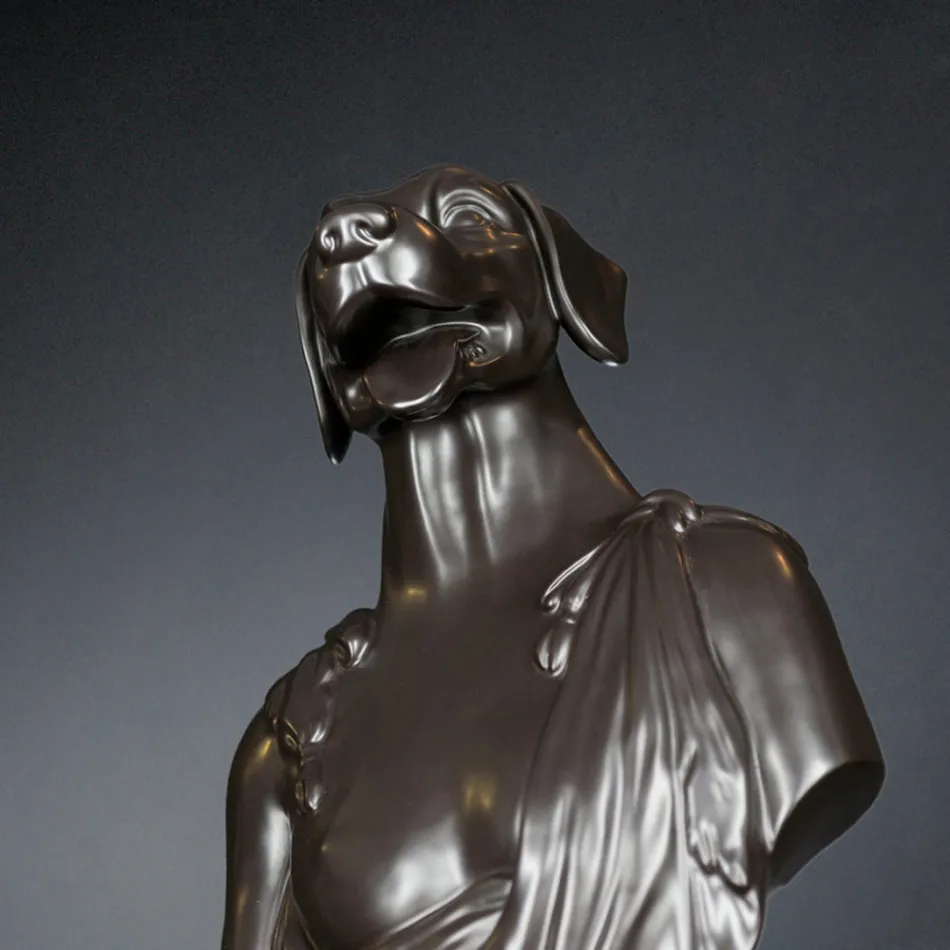 Sculpture en céramique artisanale noire 100% Made in Italy Fabas 2 Viadurini