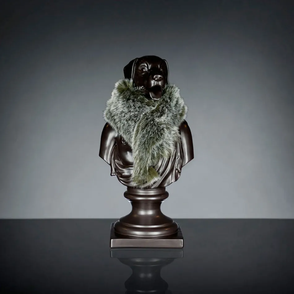 Sculpture en céramique artisanale noire 100% Made in Italy Fabas 2 Viadurini