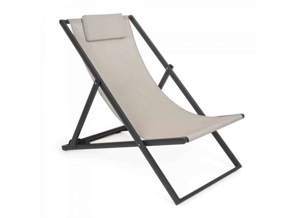 Chaise longue d'extérieur en aluminium avec assise en textilène, 4 pièces - Kailua Viadurini