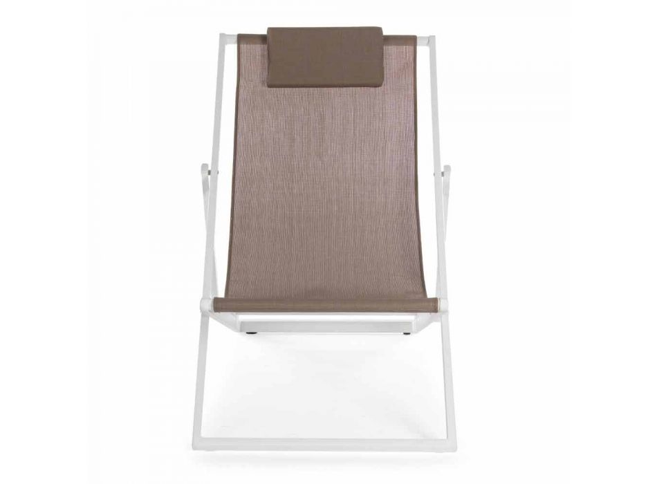 Chaise longue d'extérieur en aluminium avec assise en textilène, 4 pièces - Kailua Viadurini