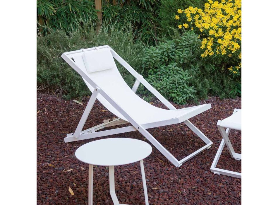 Chaise longue de jardin en aluminium peint et textilène, 2 pièces - Jhonathan Viadurini