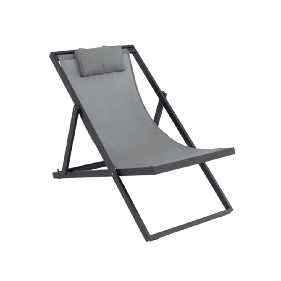 Chaise longue de jardin en aluminium peint et textilène, 2 pièces - Jhonathan Viadurini