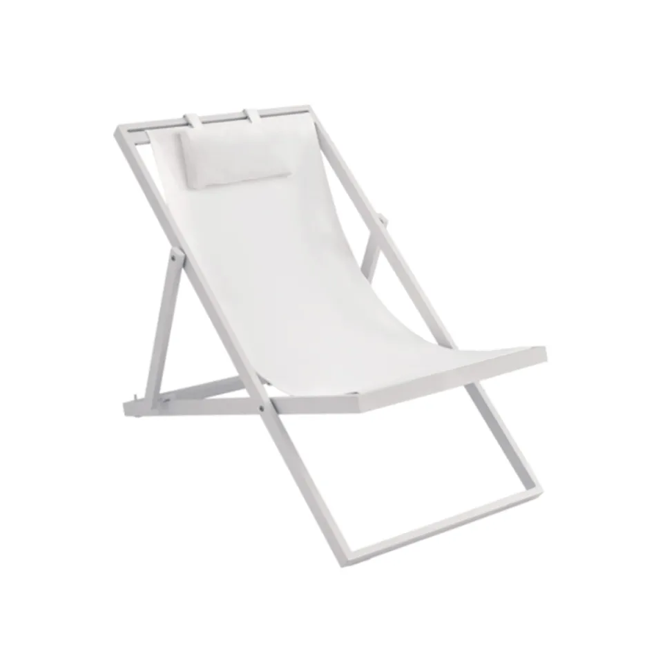 Chaise longue de jardin en aluminium peint et textilène, 2 pièces - Jhonathan Viadurini
