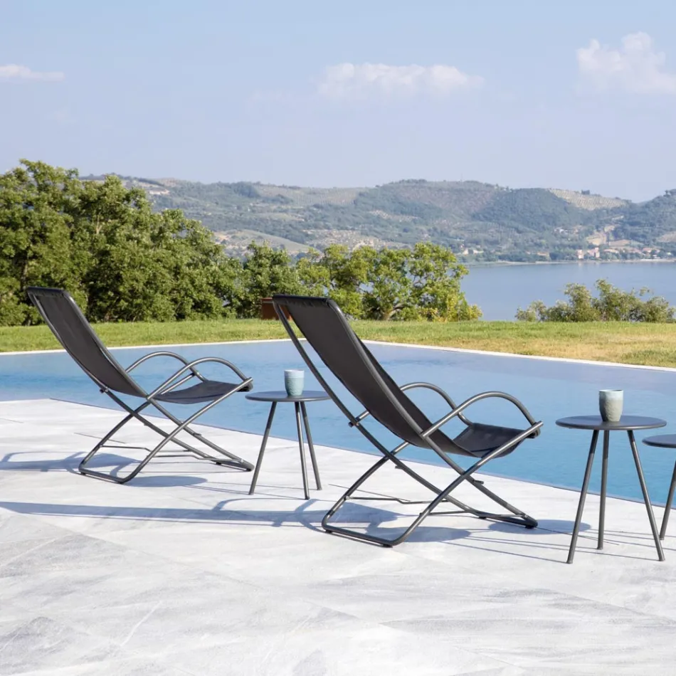 Chaise longue de jardin pliante en acier galvanisé Made in Italy 2 pièces - Hobbit Viadurini