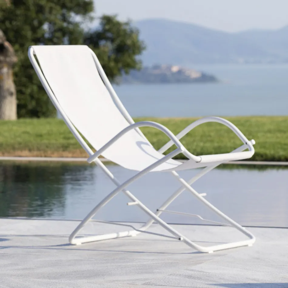 Chaise longue de jardin pliante en acier galvanisé Made in Italy 2 pièces - Hobbit Viadurini